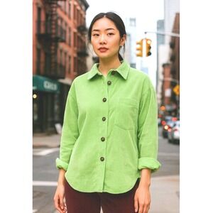 By Together NWT Lime Green Corduroy Button Up Shirt Jacket Oversized Medium